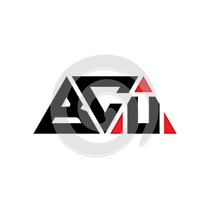 BCU triangle letter logo design with triangle shape. BCU triangle logo design monogram. BCU triangle vector logo template with red