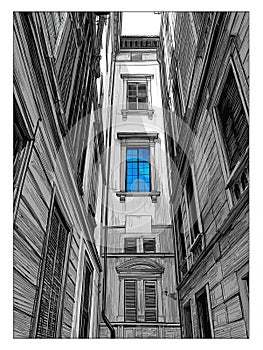 The Blue Light of Solitude: A Dramatic Black and White Perspective