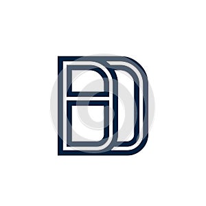 BD monogram overlapping letters. Geometric uppercase bold letter b, letter d logo.