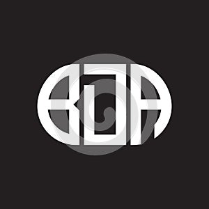 BDA letter logo design on black background. BDA