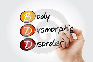 BDD - Body Dysmorphic Disorder acronym photo