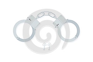 BDSM handcuffs, bondage element to immobilize partner. Sex shop stuff for sadist and masochist. Modern flat vector. photo