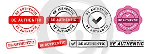 be authentic rubber stamp and label sticker sign for authenticity product certificate photo