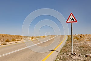 Be aware of camels passing sign
