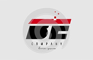 be b e alphabet letter logo combination in red and black color. Creative icon design for company and business