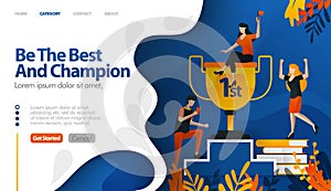 Be the best and champion, trophy for number one, prize for winner vector illustration concept can be use for, landing page, templa