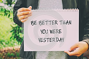 Be better than you were yesterday quote photo