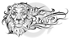 Be brave lettering Lion tattoo