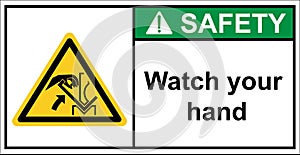 Be careful with your hands being pinched by the machine.Sign safety