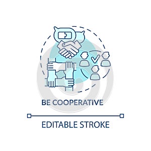 Be cooperative blue concept icon