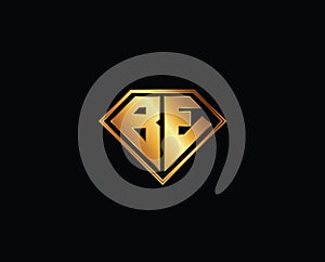 BE diamond shape gold color logo design