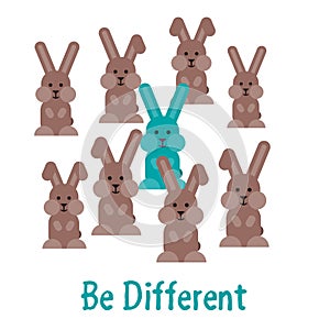 Be different illustration template with bunnies.