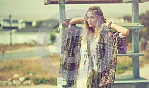 Be a drifter and a dreamer. a bohemian young woman spending a summer day outside. photo