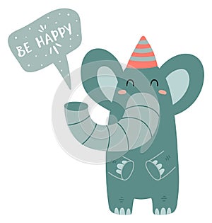 Be happy elephant. Baby shower animal print