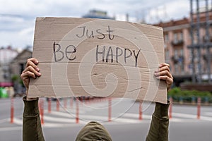 Be happy. Positive thinking phrase psychological support