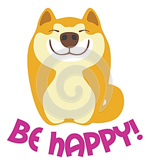 Be happy t-shirt design with shiba inu dog