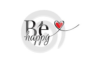 Be Happy, Wording Design Vector, Wall Decals, Bird silhouette