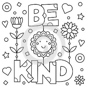 Be kind. Coloring page. Vector illustration.