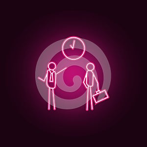 be late for work outline icon. Elements of Lazy in neon style icons. Simple icon for websites, web design, mobile app, info