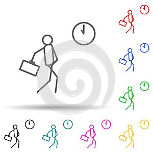 be late for work outline multi color style icon. Simple thin line, outline vector of lazy icons for ui and ux, website or mobile