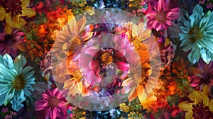 Be mesmerized by the stunning display of multicolored flowers forming a kaleidoscope of beauty and wonder