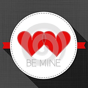 Be mine red hearts in love Valentine's day card