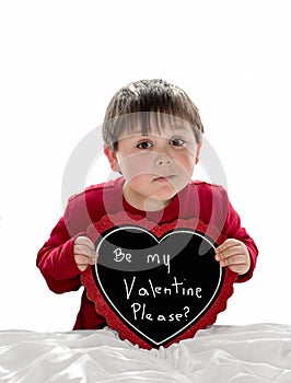 Be my valentine boy with sign