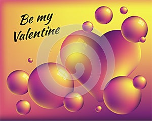Be my Valentine. Colorful abstract background with heart and bright spheres