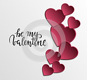 Be my valentine Hand drawn calligraphy and brush pen lettering with frame border