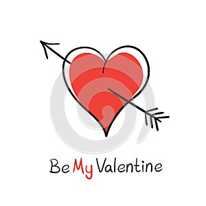 Be My Valentine heart pierced arrow