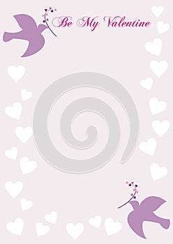 Be My Valentine Letter with Doves