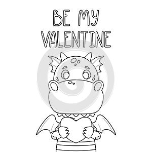 Be my Valentine postcard with dragon