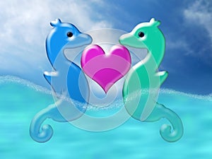 Be my Valentine Seahorses in love