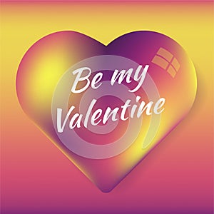 Be my Valentine. Square colorful abstract background with heart