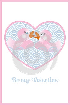 Be my Valentine - two cute ducks swimming in the sea of love