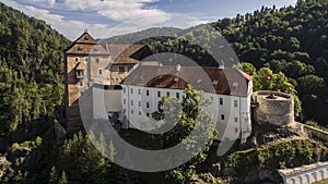BeÄov - aerial drone view of medieval castle