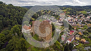 BeÄov nad Teplou - aerial drone view of the Czech castle