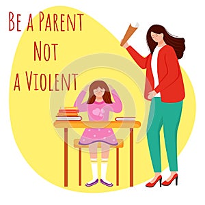 Be parent not violent flat poster vector template