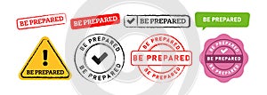 be prepared rectangle triangle circle stamp and speech bubble sign for preparation photo