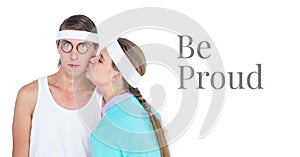 Be proud text and fitness couple