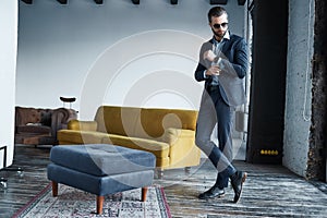 Be smart and elegant Full length portrait of bearded handsome serious young businessman dressed in stylish suit