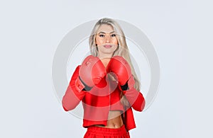 Be strong. girl in boxing gloves punching. training with coach. fight for success. knockout and energy. Sport success