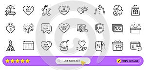 Be sweet, Hold heart and Ice cream line icons for web app. Pictogram icon. Line icons. Vector