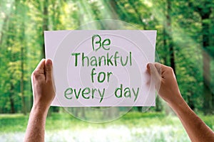 Be Thankful for Every Day card with nature background