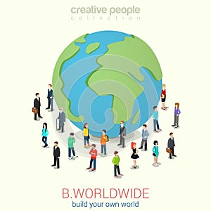 Be worldwide flat 3d web isometric infographic concept photo
