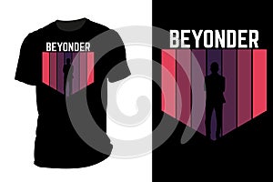 Be yonder silhouette with colorful background t shirt mock up retro vintage