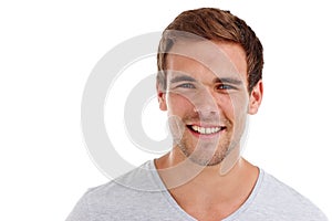 Be yourself, everyone else is taken. Portrait of a happy young man standing in studio- isolated on white.