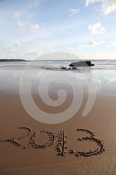 Beach with 2013 in sand