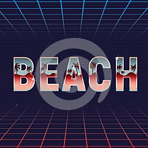 Beach 80s logo design.