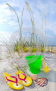 Beach Accessories on Morning Shore